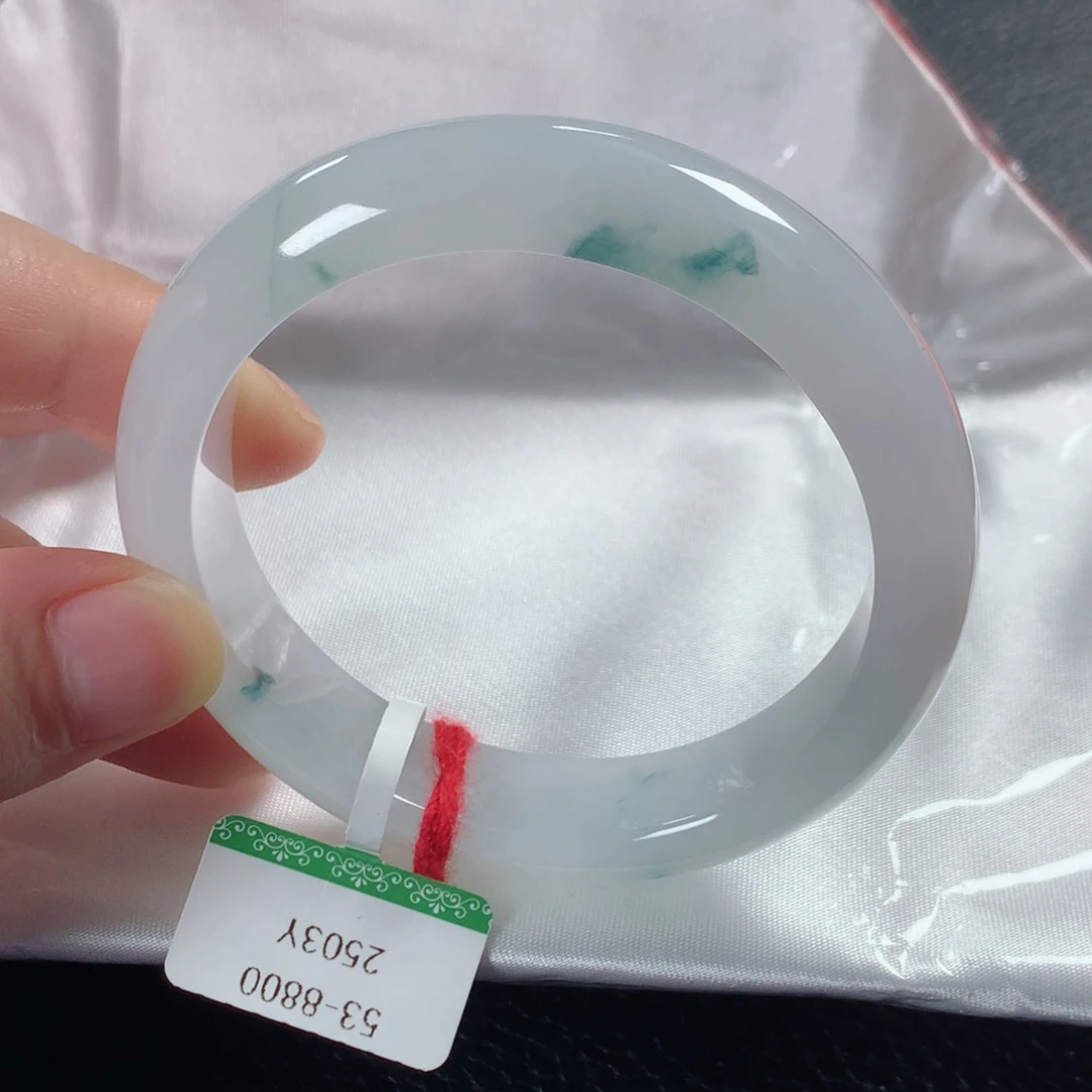 翡翠手镯未镶嵌缅甸天然翡翠手镯53圈口