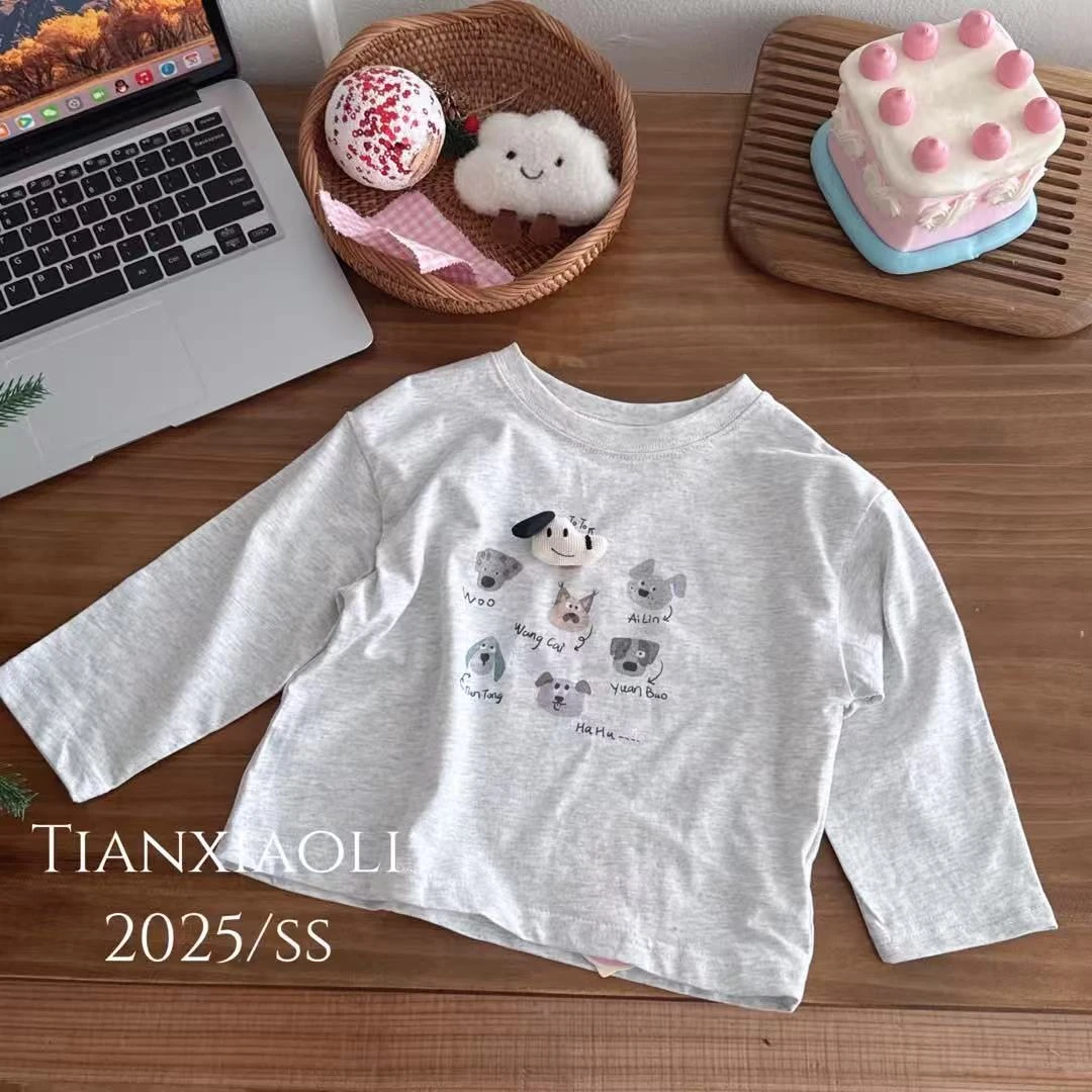 【田小里】2025春 ~ 男女宝宝同款韩版印花T恤 T8025