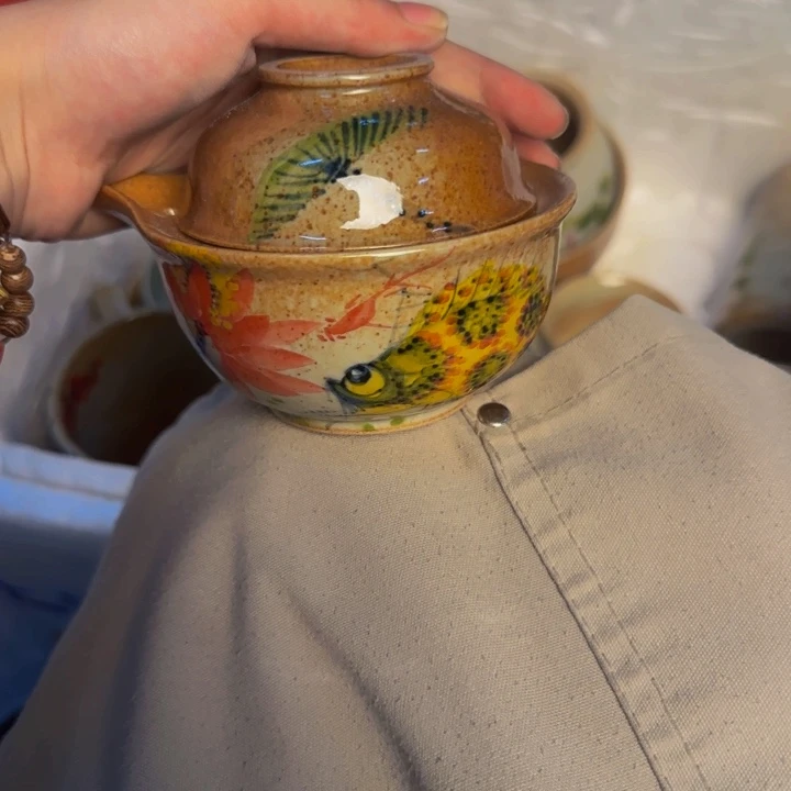 小***豆瓷片景德镇陶瓷手工手绘