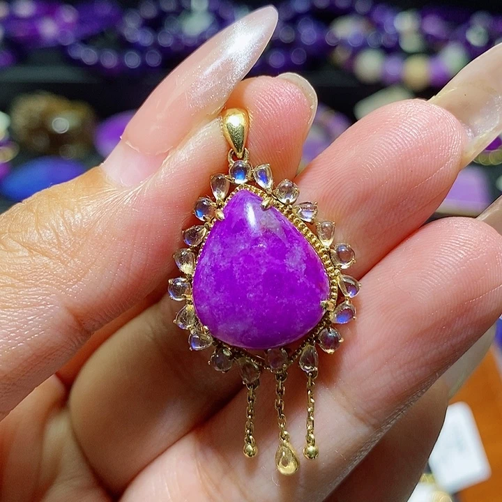 转***离苏纪石（舒俱来）18K金镶嵌吊坠