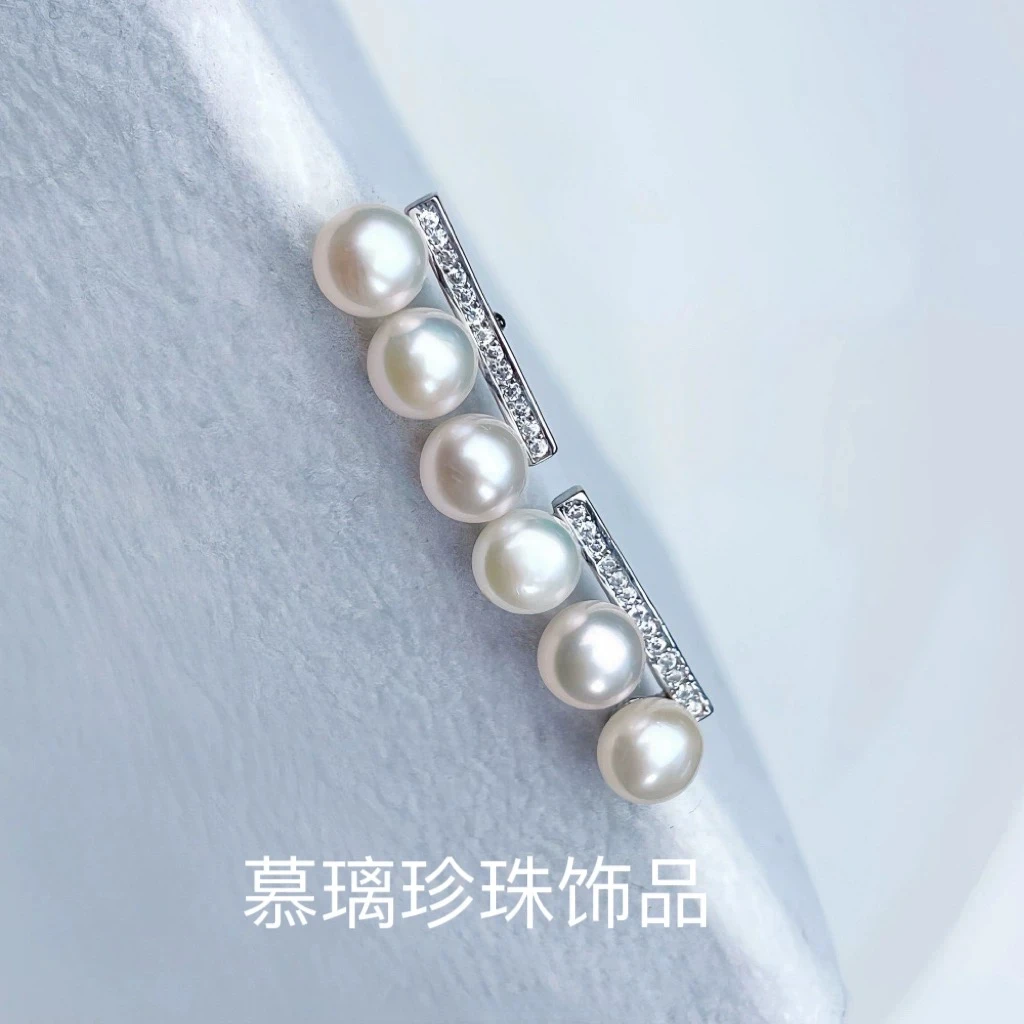 青沧 天然可刮粉 天然淡水珍珠平衡木耳钉 171