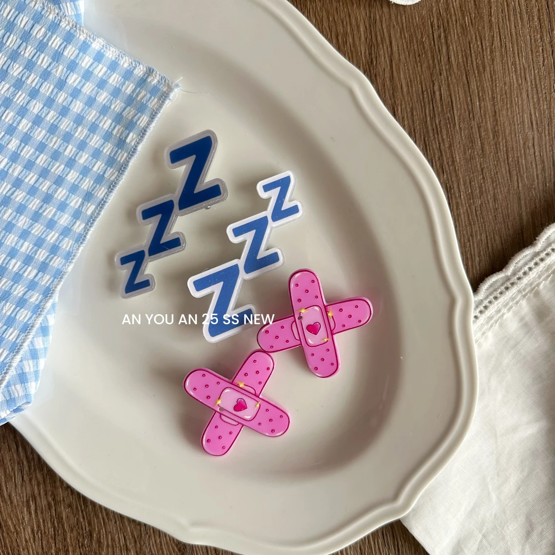 可爱二次元ins创可贴女孩甜妹发夹睡眠童趣搞怪亚克力刘海夹发饰