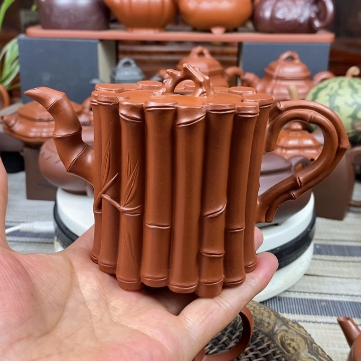 茶壶紫砂一梱竹200cc原矿赵庄朱泥五一特价