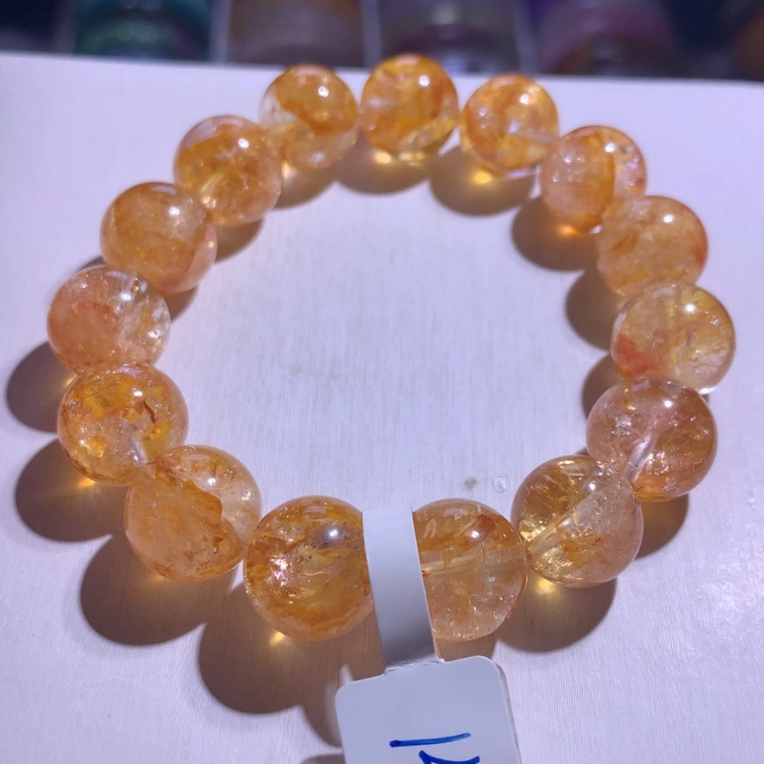 银S925镶嵌水晶手串桂花胶花14m