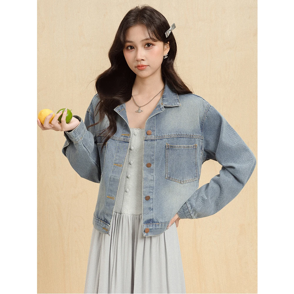 秋季复古港味牛仔外套女高级感休闲气质设计感宽松百搭牛仔上衣