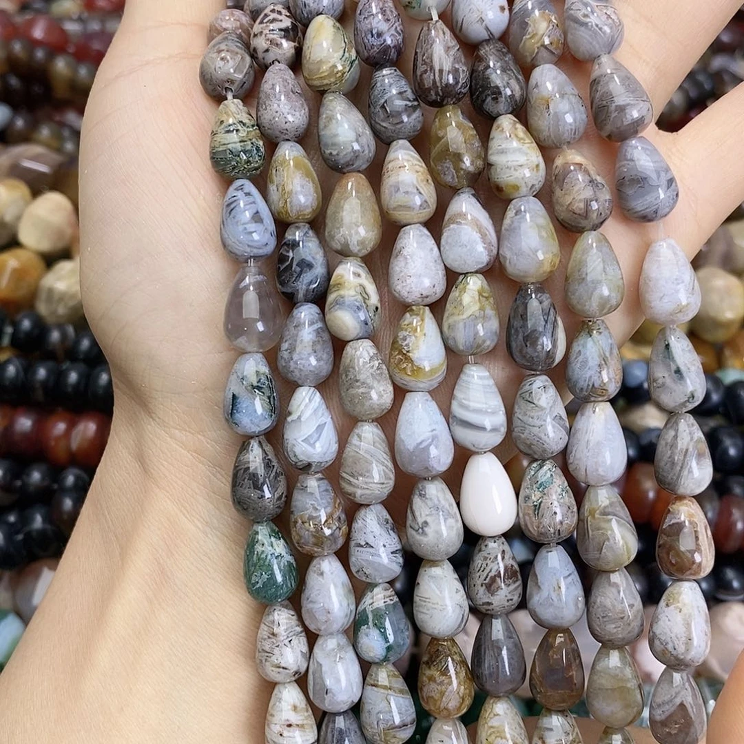 玛瑙/玉髓未镶嵌珠宝半成品玛瑙水滴随机一条装散珠