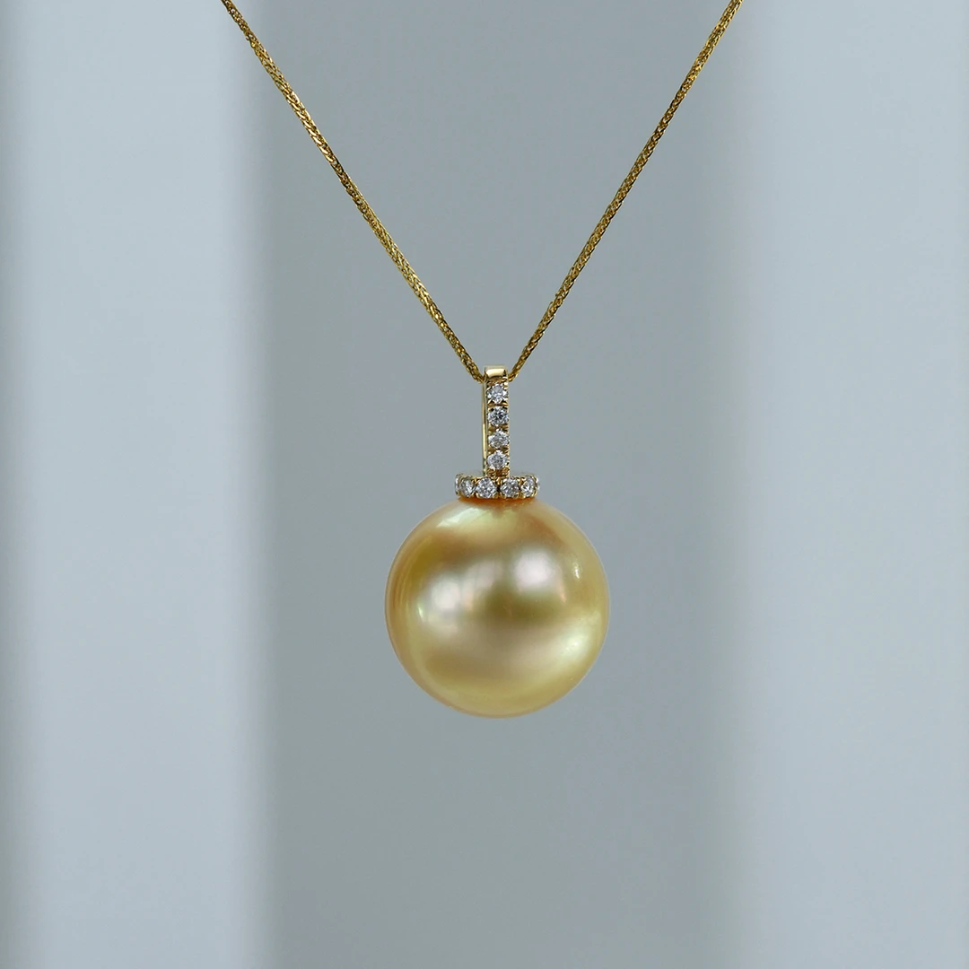 12-13mm海水金珍珠银S925万能扣吊坠-多样性发一