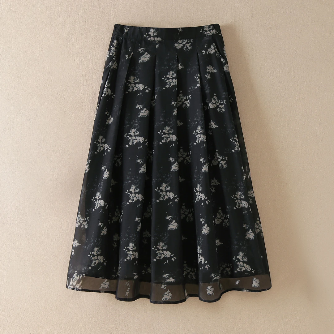 夏季新款时尚印花半身裙A字裙百搭潮流