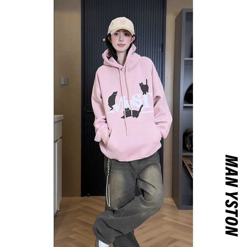 美式高街400g重磅卫衣情侣装休闲春秋季情侣潮牌连帽套头衫外套