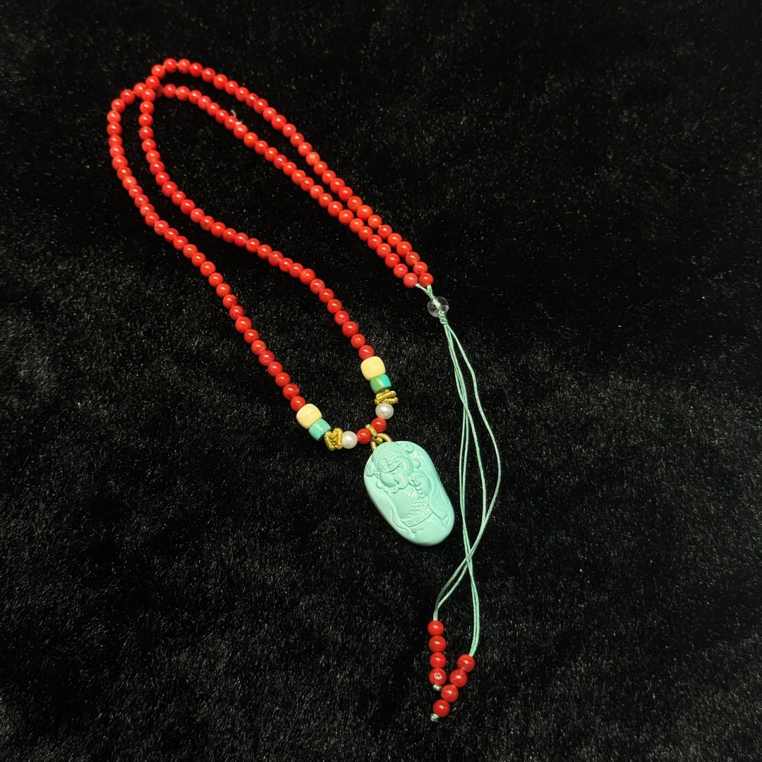 ZBG0938绿松财爷南红项链（天然珠宝多样性发其一）