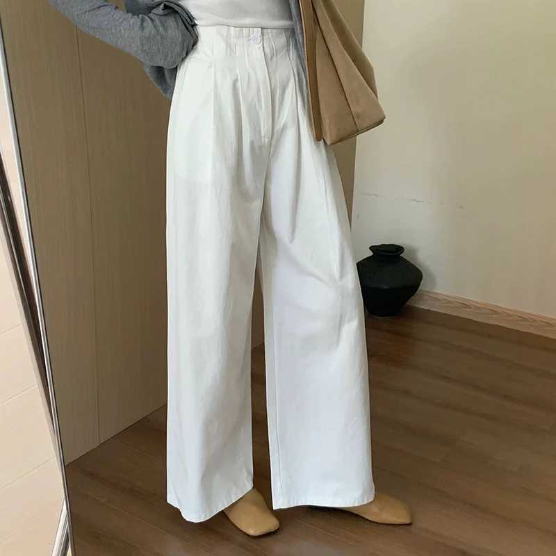 sx棉气质半松紧腰休闲裤2025春夏韩版百搭直筒显瘦休闲长裤女