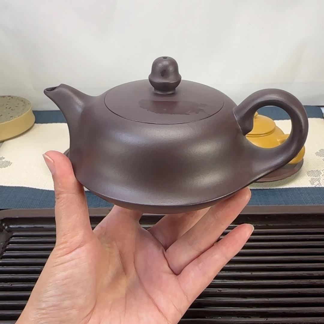 紫砂茶壶紫泥曲壶