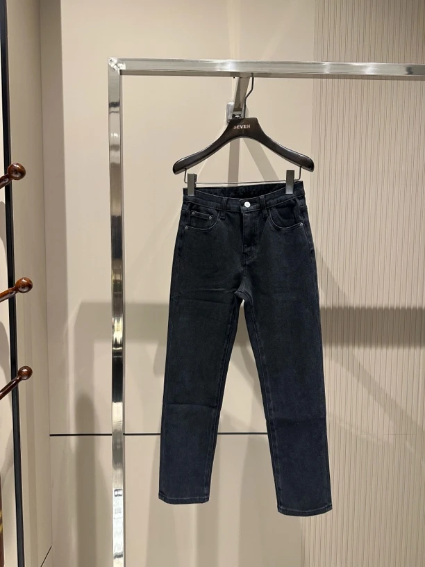 【启恒】烟灰色直筒牛仔裤