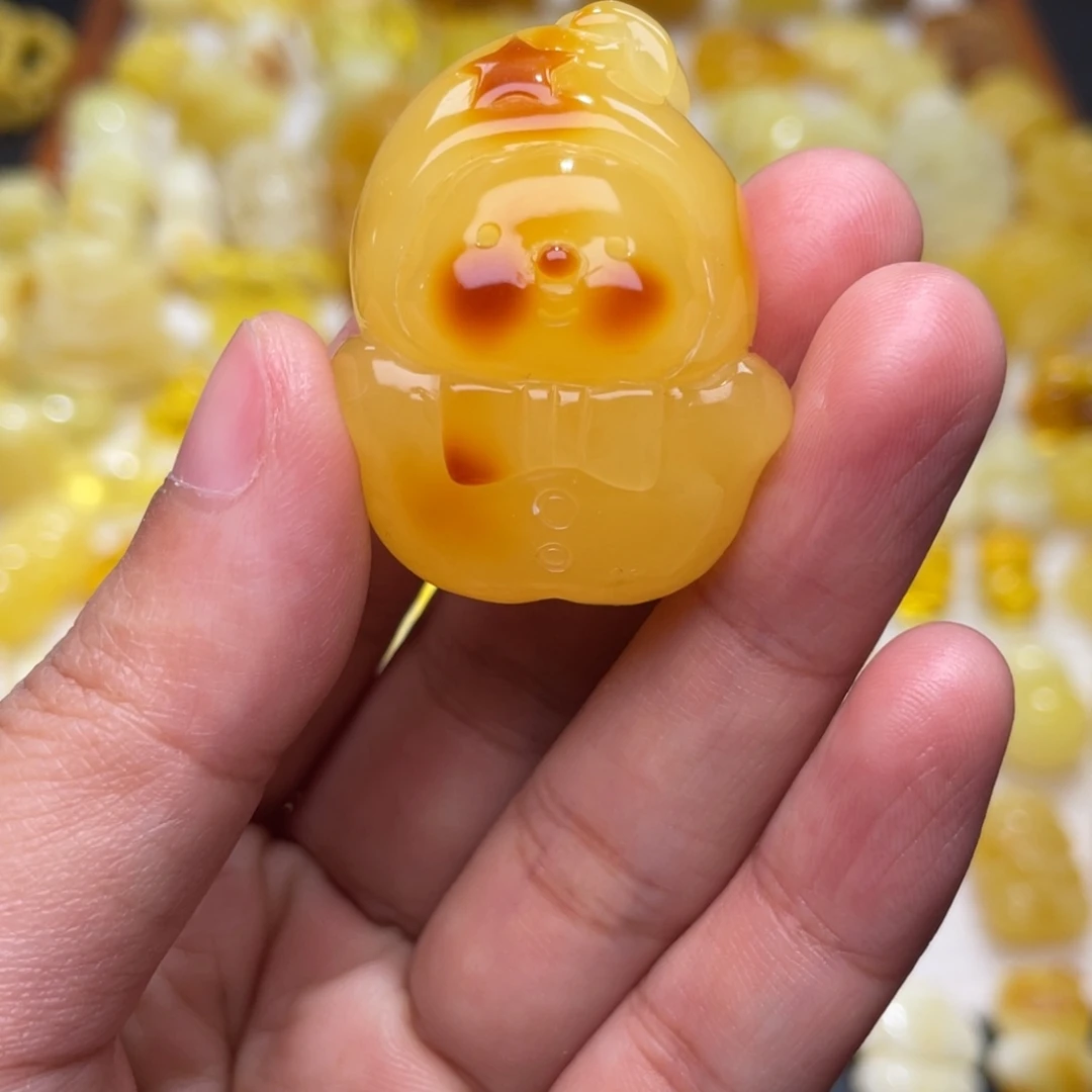 琥珀未镶嵌颈饰蜜蜡俏色星星人