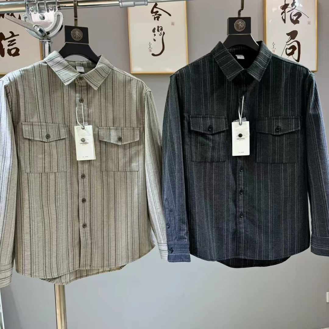 撤柜款 男士春秋户外机能复古工装休闲翻领长袖衬衫 衬衣352
