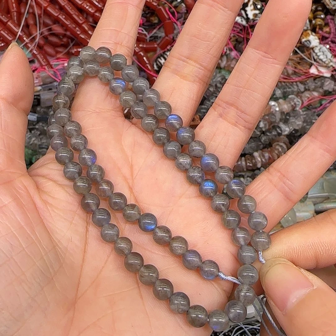 玛瑙/玉髓合金珠宝半成品灰月光5mm一条
