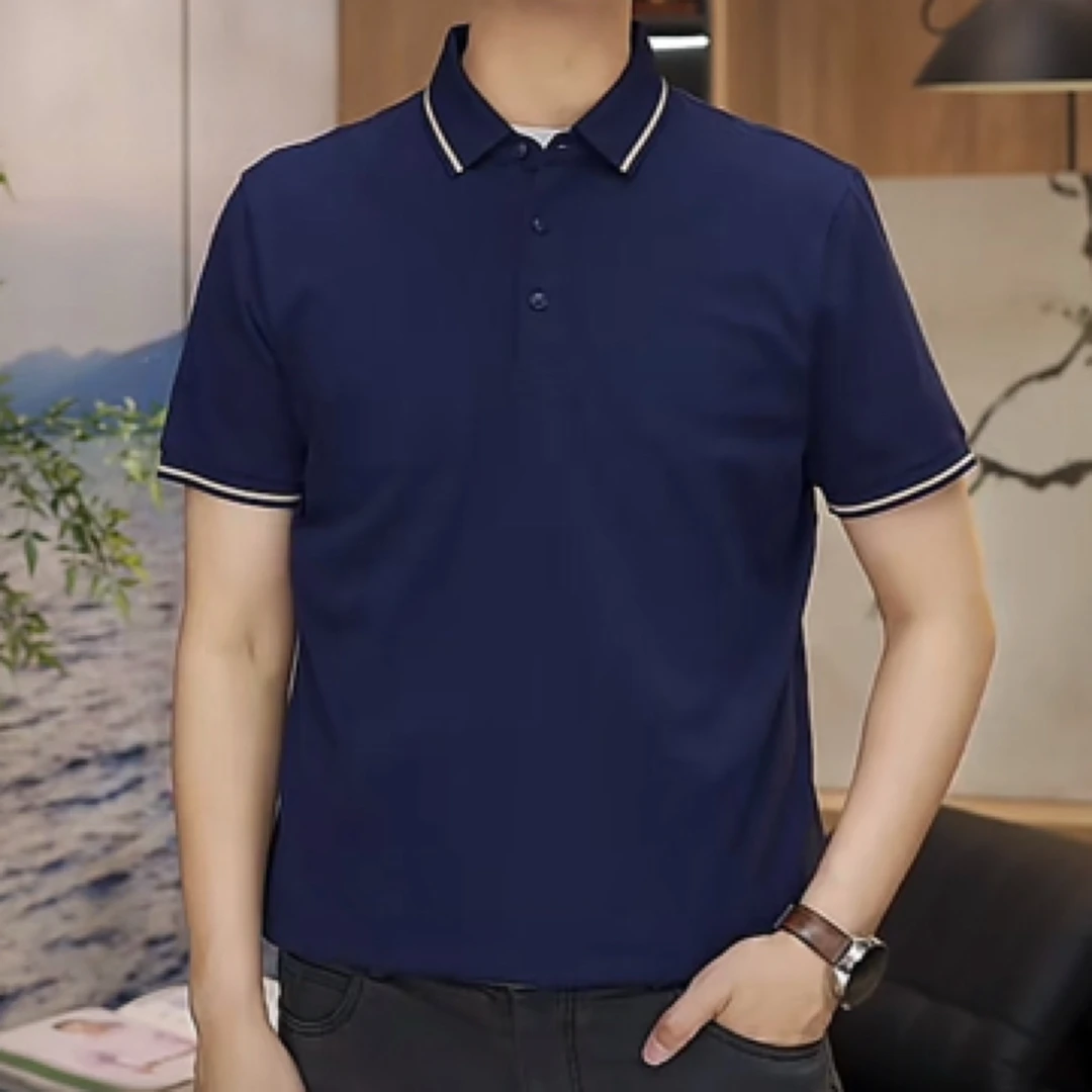 五周年【蚕丝T恤】夏季高端翻领T恤短袖 116A501