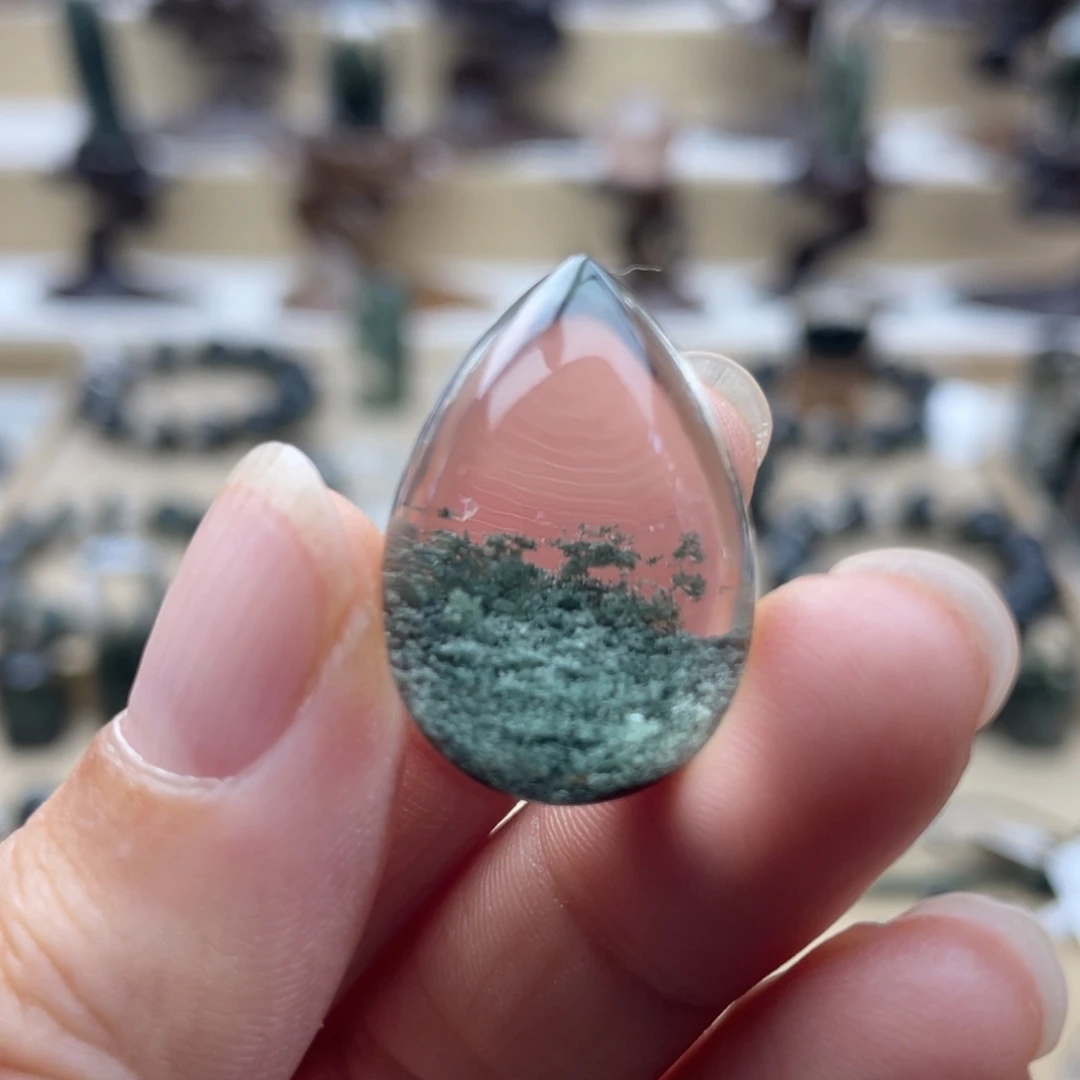 水晶未镶嵌颈饰绿幽灵聚宝盆水滴