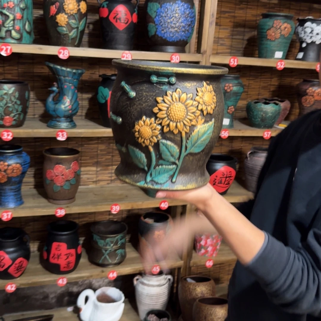 带孔高端浮雕花盆炸炸炸