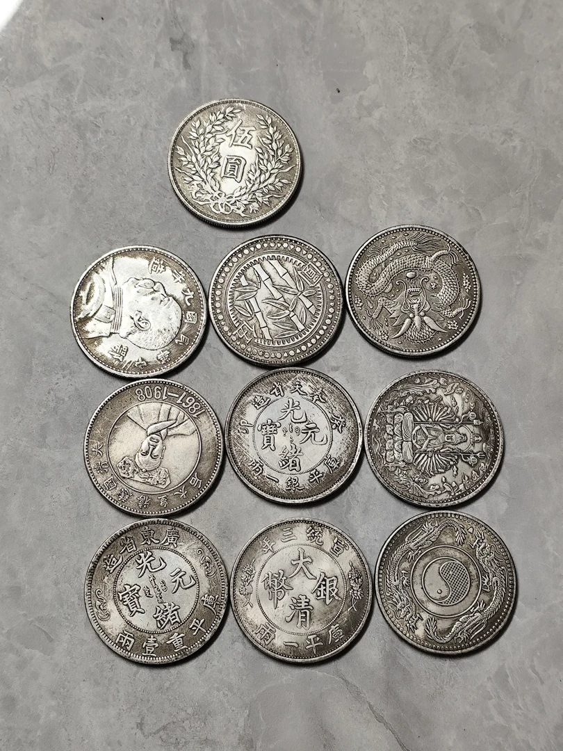 五元十个人物大洋银元手工打磨仿真工艺品摆件装饰品