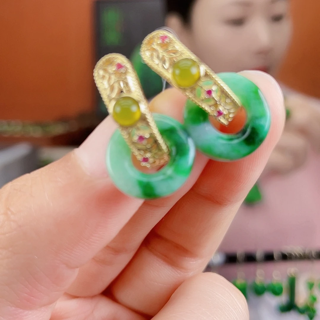 翡翠未镶嵌耳饰饰品