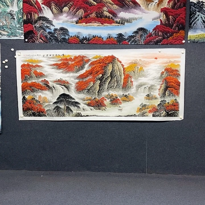 农***乐国画小八尺山水一副