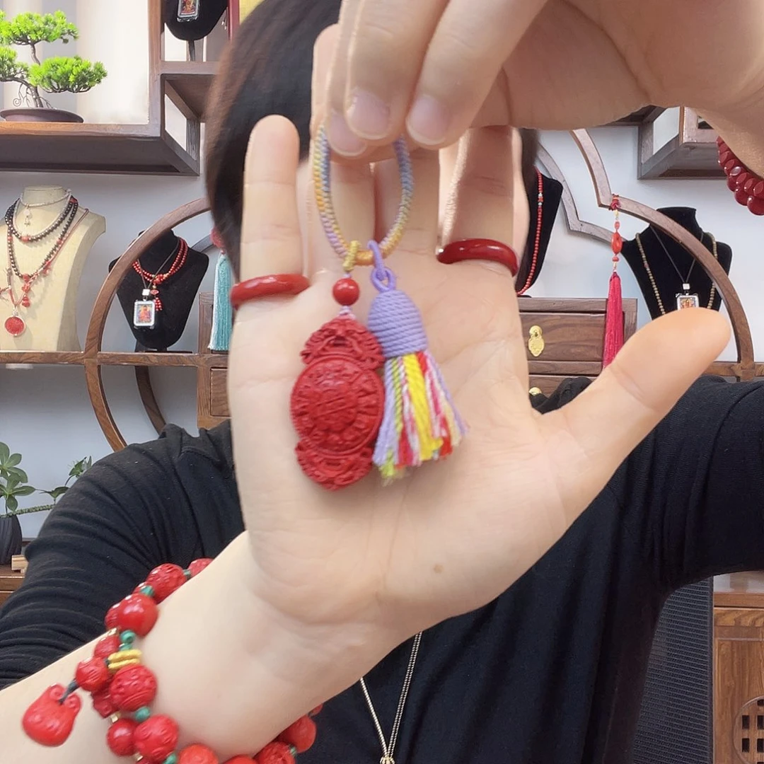 天然辰砂车挂件小