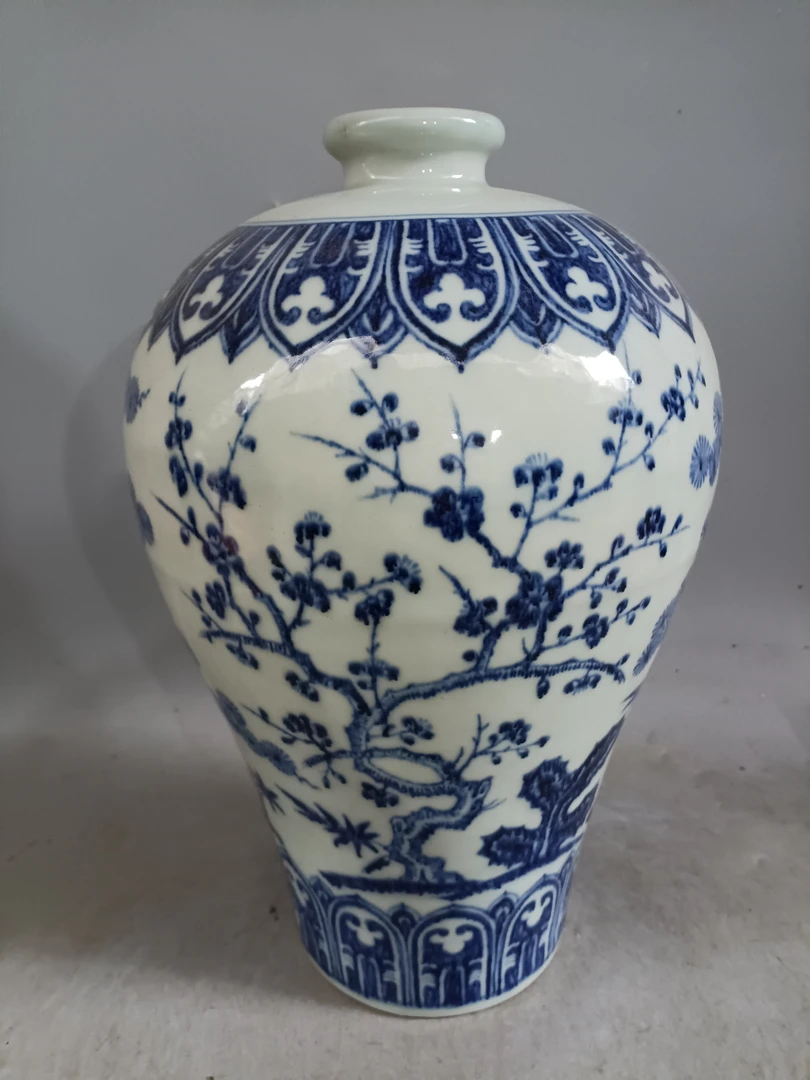 大明永乐青花松竹梅图案陶瓷梅瓶仿古高38厘米肚径22厘米