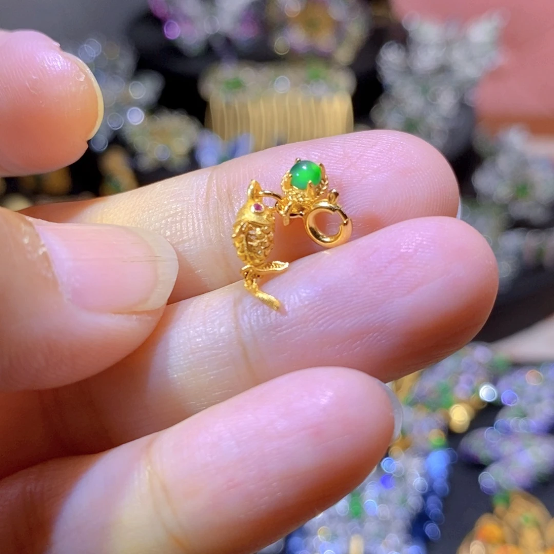 吊坠(不含链)银S925镶嵌翡翠