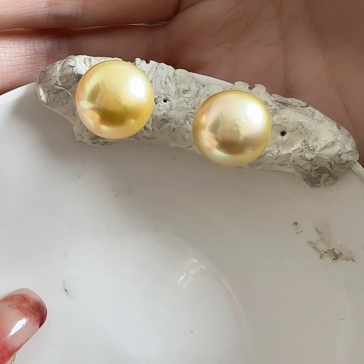 海水珍珠耳饰银S925镶嵌