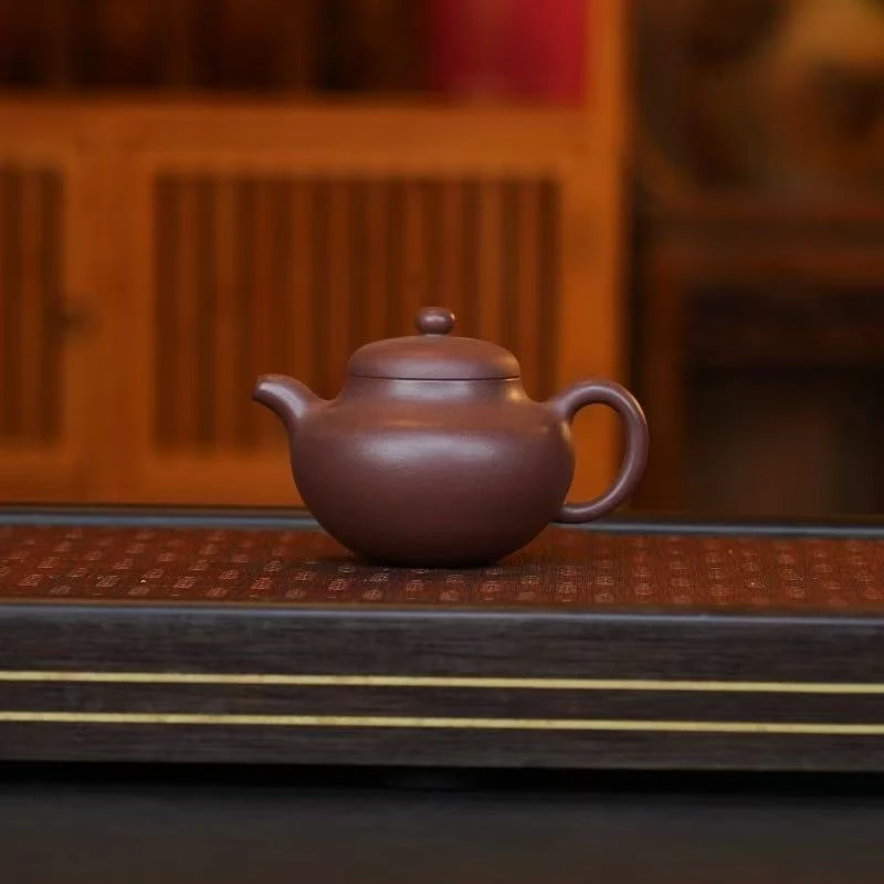 LYC底槽青【柿圆200CC】宜兴黄龙山原矿手工紫砂壶