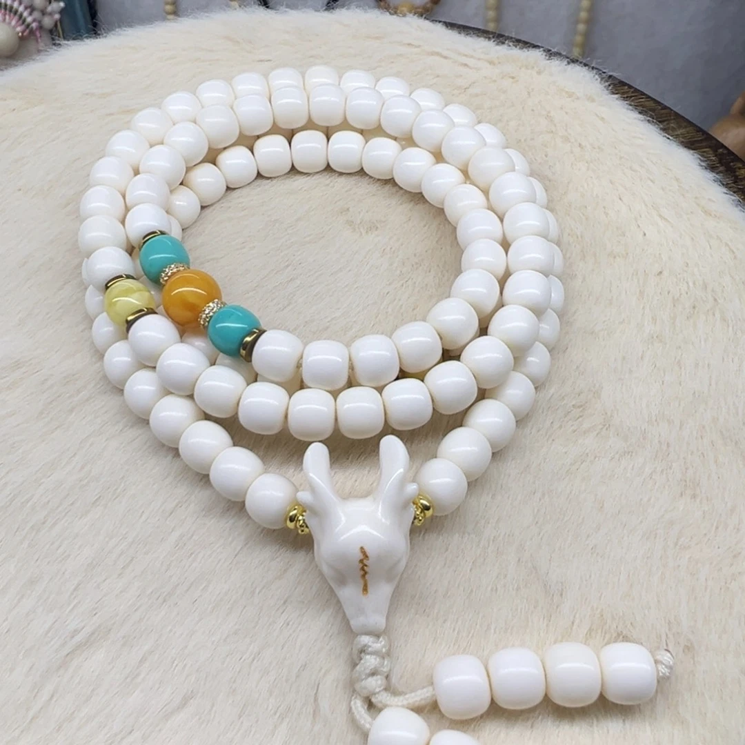 白玉菩提手串卡8 鹿角骨108 S2