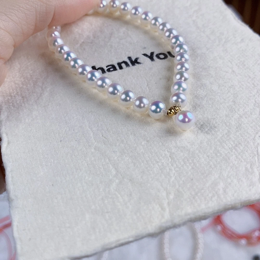 18K金镶嵌淡水珍珠手绳