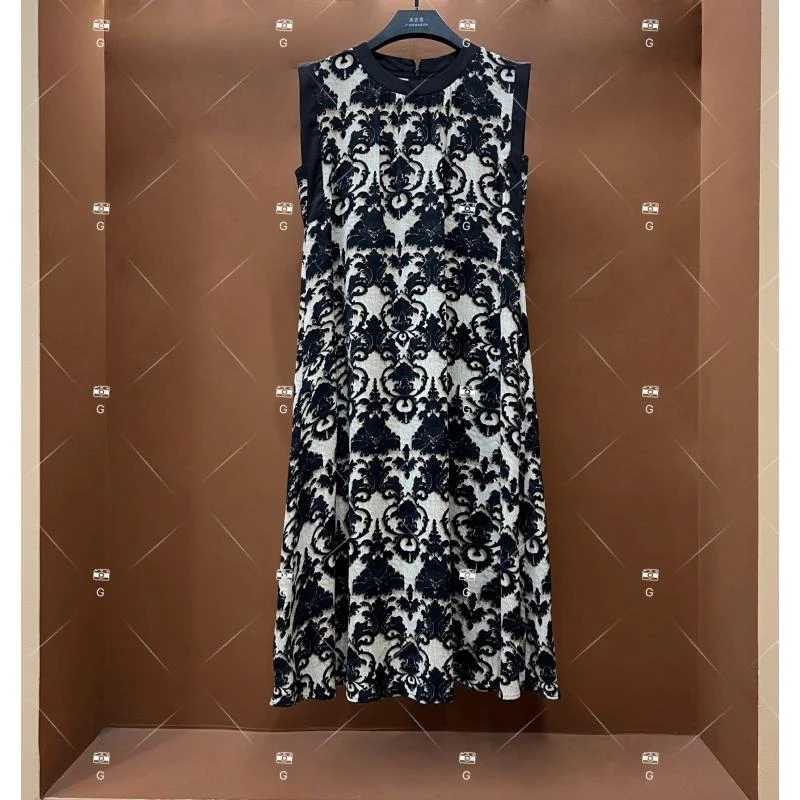 【玲】夏季新款复古时尚百搭印花无袖连衣裙 H-273