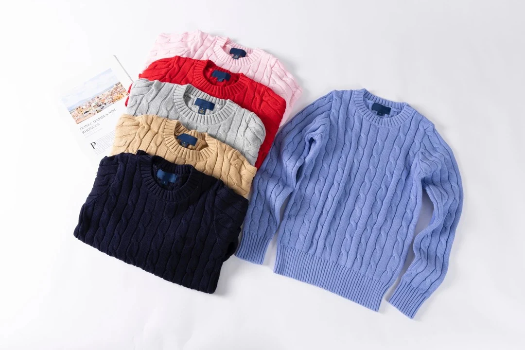 男童女童麻花毛衣圆领纯色套头针织衫 130-160码