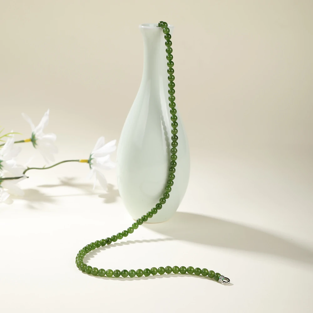 和田玉碧玉菠菜绿时尚百搭颈链锁骨链 经典百搭 多样性发一件