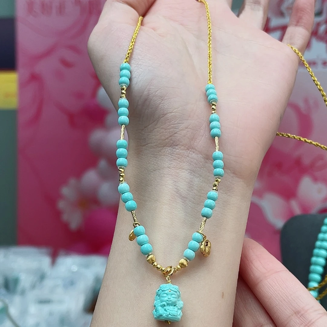 绿松石颈饰18K金镶嵌