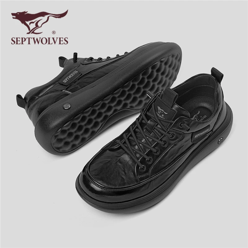 七匹狼男士新款舒适轻盈发泡软底休闲运动鞋黑色时尚百搭休闲板鞋