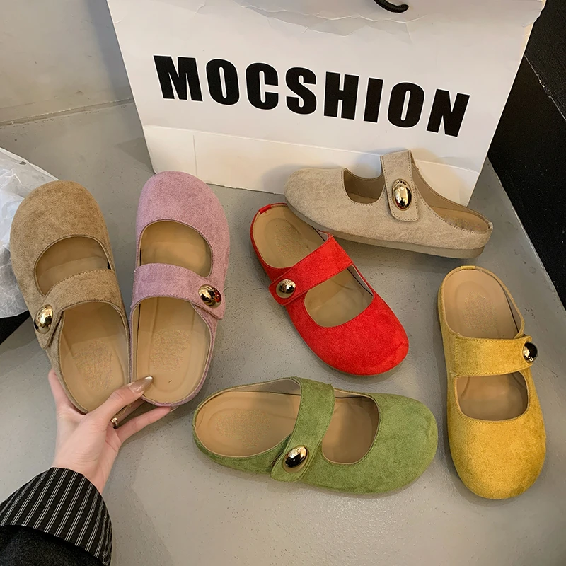 勃肯拖鞋女夏外穿2025新款平底包头半拖鞋一脚蹬懒人鞋软底拖鞋子