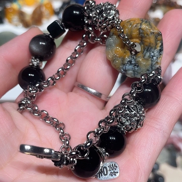 蛇纹石玉合金颈饰