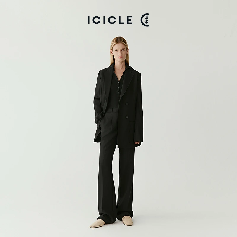 【琥珀流光】ICICLE之禾女装精纺羊毛直筒裤0418