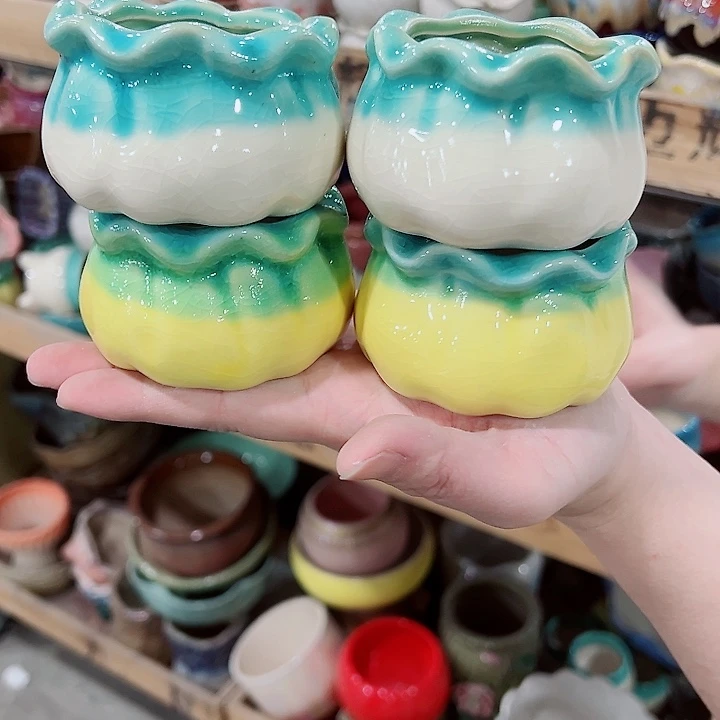 有孔，凑单福利满10元发货陶瓷多肉花盆！