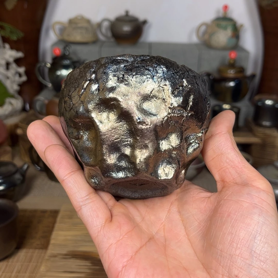 壶建水紫陶紫泥柴烧压手主人杯