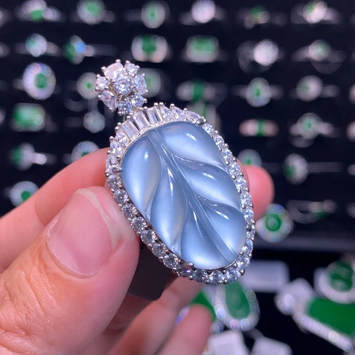 【闪购商品】翡翠银S925镶嵌吊坠(不含链)天然翡翠