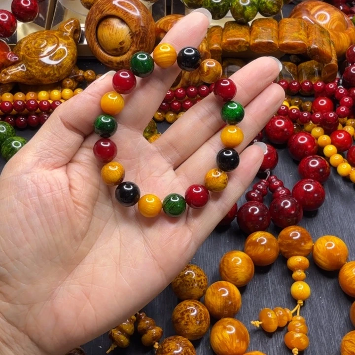 松木琥珀木文玩手串