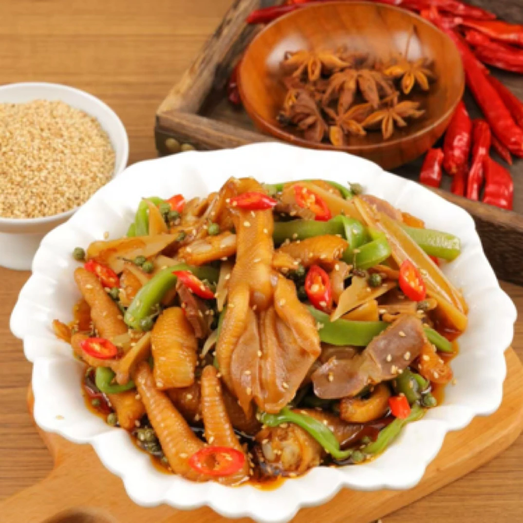 椒麻大杂烩含无骨鸭掌鸡脚筋鸡爪鸡胗开袋即食休闲零食