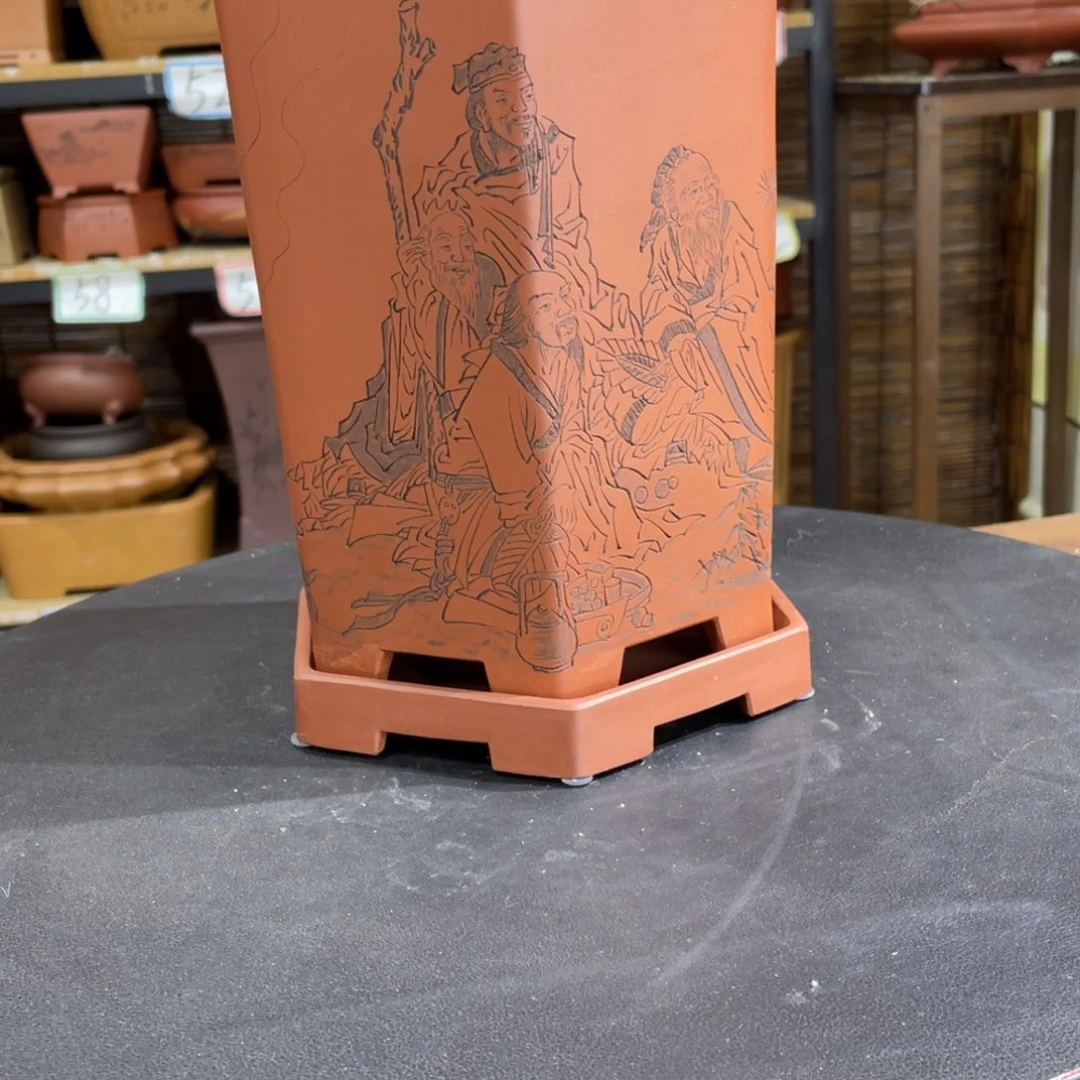 紫砂花盆紫砂和红