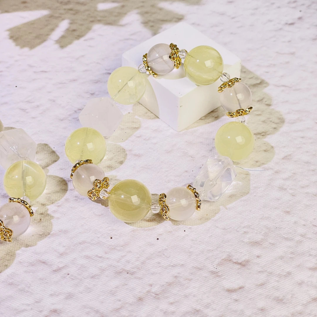 【钱来来】白水晶黄水晶12-15mm手串面小仙多样性发其一Z