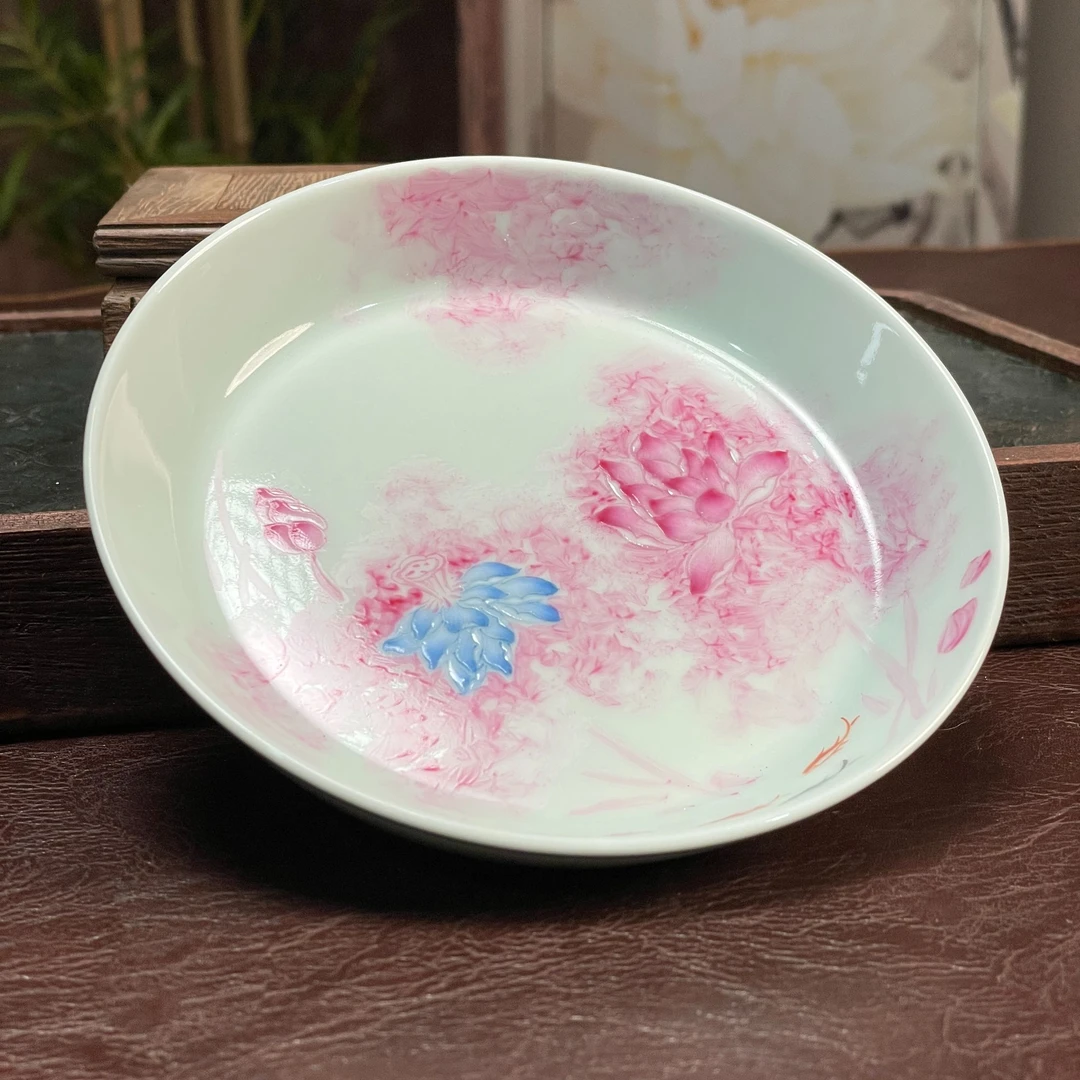 立勤堂 宝石红荷花壶承 LQ049