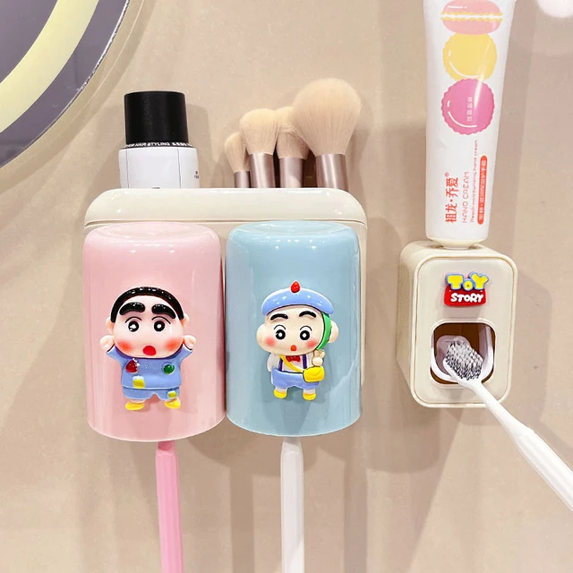 2025新款牙刷漱口杯置物架壁挂式可爱卡通家用免打孔刷牙洗漱杯子